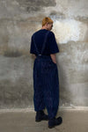 AVIVA JIFEI XUE Blue Striped Panel Wide Leg Pants S22-CWLP